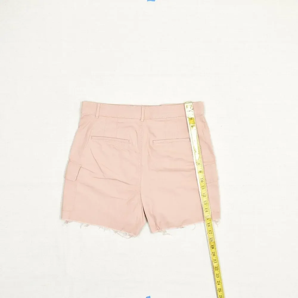 Loft Women Cargo Shorts Zip Solid Pockets Cotton Pink Size 8